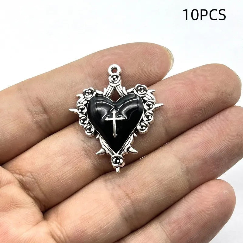 10/12PCS Retro Dark Style Personalized Thorn Rose Cross Pendant DIY Accessories Quick Pick Grocers